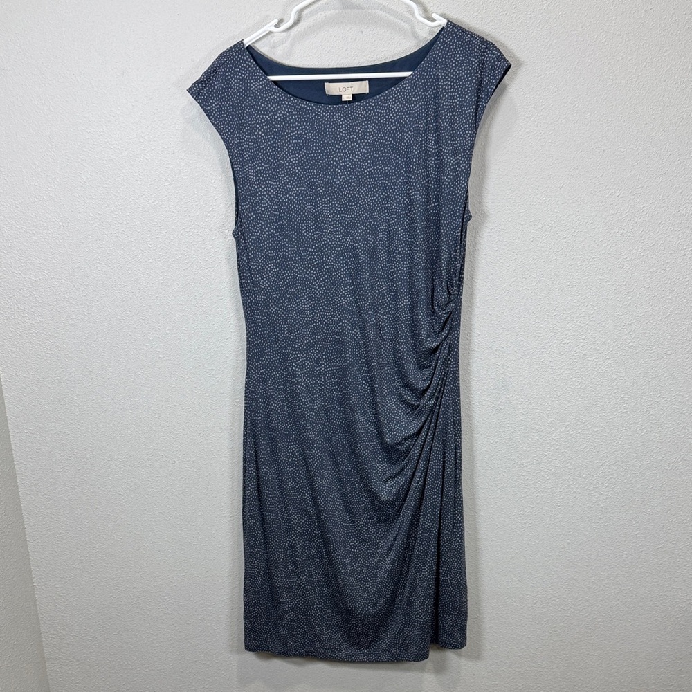 Loft‎ blue Midi Dress with Draped synched Detail